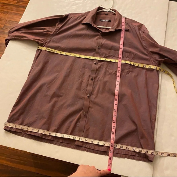 Azzaro Button Down Shirt Mens XXL Iridescent Blue Gray Pink Fine Cotton Pocket - Picture 8 of 12